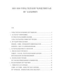2025-2030中國電子化學(xué)品國產(chǎn)化率提升路徑與晶圓廠認(rèn)證標(biāo)準(zhǔn)報(bào)告