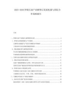 2025-2030伊朗石油產業解禁后發展機遇與國際合作策略報告