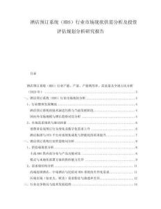 酒店預訂系統(tǒng)（HDS）行業(yè)市場現(xiàn)狀供需分析及投資評估規(guī)劃分析研究報告