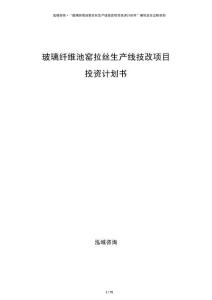 玻璃纤维池窑拉丝生产线技改项目投资计划书