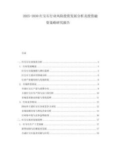 2025-2030紅寶石行業風險投資發展分析及投資融資策略研究報告