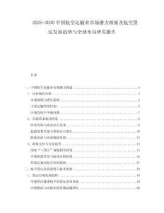 2025-2030中國航空運(yùn)輸業(yè)市場潛力探索及航空貨運(yùn)發(fā)展趨勢與全球布局研究報(bào)告