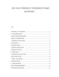 2025-2030中國商業(yè)航天產(chǎn)業(yè)發(fā)展現(xiàn)狀及軍民融合機(jī)會(huì)研究報(bào)告