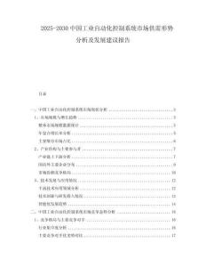 2025-2030中國工業(yè)自動化控制系統(tǒng)市場供需形勢分析及發(fā)展建議報告