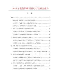 2025年瓶裝奶嘴項(xiàng)目可行性研究報(bào)告
