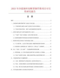 2025年冷拔鋼絲切斷型鋼纖維項(xiàng)目可行性研究報(bào)告
