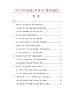 2025年單色模具項(xiàng)目可行性研究報(bào)告