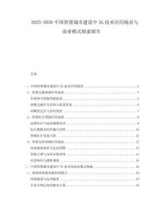 2025-2030中國(guó)智慧城市建設(shè)中5G技術(shù)應(yīng)用場(chǎng)景與商業(yè)模式探索報(bào)告