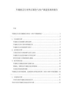 車載機芯行業售后服務與客戶滿意度調查報告