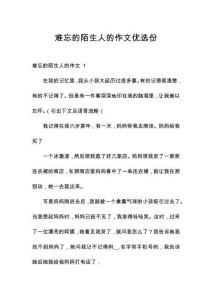 難忘的陌生人的作文優選份