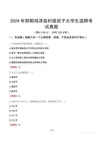 2024年邯鄲雞澤縣村級班子大學生選聘考試真題