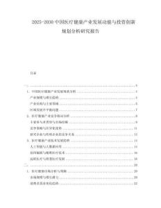 2025-2030中國(guó)醫(yī)療健康產(chǎn)業(yè)發(fā)展動(dòng)能與投資創(chuàng)新規(guī)劃分析研究報(bào)告