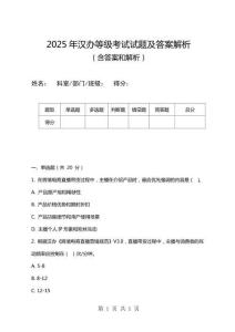 2025年漢辦等級考試試題及答案解析