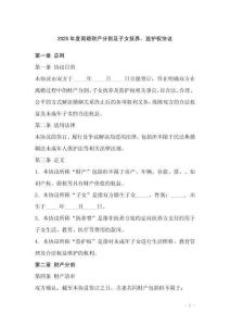 2025年度離婚財產分割及子女撫養、監護權協議