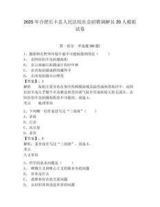 2025年合肥長豐縣人民法院社會招聘調(diào)解員20人模擬試卷及參考答案詳解一套