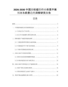 2026-2030中國圓柱磁鐵行業(yè)供需平衡預(yù)測與前景趨勢洞察研究報告