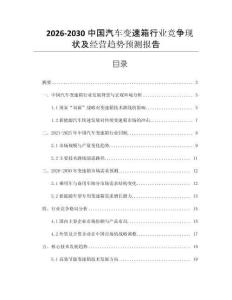 2026-2030中國汽車變速箱行業(yè)競爭現(xiàn)狀及經(jīng)營趨勢預(yù)測報告