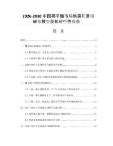 2026-2030中國椰子髓市場供需前景調(diào)研與投資契機可行性報告
