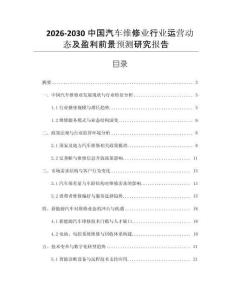2026-2030中國汽車維修業(yè)行業(yè)運營動態(tài)及盈利前景預(yù)測研究報告
