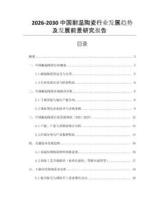 2026-2030中國耐溫陶瓷行業發展趨勢及發展前景研究報告