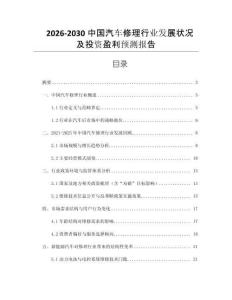 2026-2030中國汽車修理行業(yè)發(fā)展?fàn)顩r及投資盈利預(yù)測報告