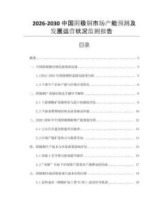 2026-2030中國(guó)陰極銅市場(chǎng)產(chǎn)能預(yù)測(cè)及發(fā)展運(yùn)營(yíng)狀況監(jiān)測(cè)報(bào)告