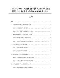 2026-2030中國數控焊接機行業市場發展趨勢與前景展望戰略分析研究報告