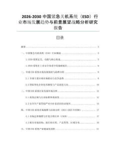 2026-2030中國緊急關機系統（ESD）行業市場發展趨勢與前景展望戰略分析研究報告