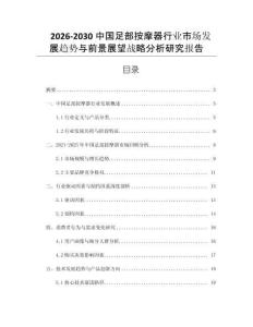 2026-2030中國足部按摩器行業市場發展趨勢與前景展望戰略分析研究報告
