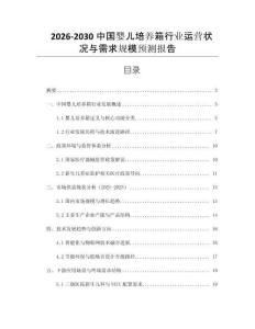 2026-2030中國嬰兒培養(yǎng)箱行業(yè)運營狀況與需求規(guī)模預(yù)測報告
