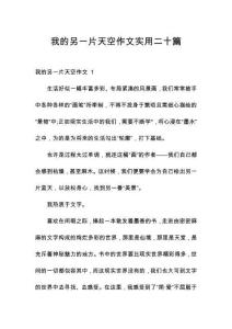 我的另一片天空作文實用二十篇
