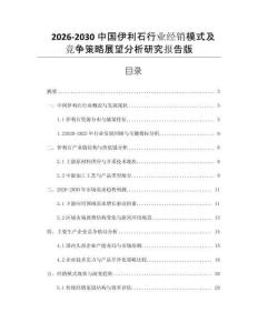 2026-2030中國(guó)伊利石行業(yè)經(jīng)銷模式及競(jìng)爭(zhēng)策略展望分析研究報(bào)告版