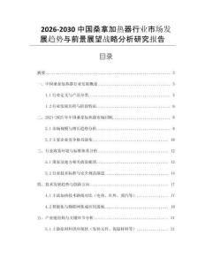 2026-2030中國桑拿加熱器行業(yè)市場發(fā)展趨勢與前景展望戰(zhàn)略分析研究報告