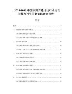 2026-2030中國鐵路貫通地線行業(yè)運(yùn)營規(guī)模與投資籌劃策略研究報(bào)告