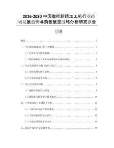 2026-2030中國數控超精加工機行業市場發展趨勢與前景展望戰略分析研究報告