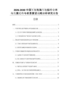 2026-2030中國軍艦和海軍艦船行業(yè)市場發(fā)展趨勢與前景展望戰(zhàn)略分析研究報告