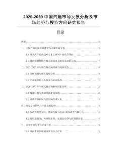 2026-2030中國汽艇市場發展分析及市場趨勢與投資方向研究報告