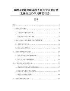 2026-2030中國漂移克星行業(yè)競爭現(xiàn)狀及投資趨勢預測研究報告