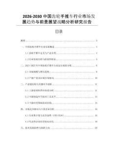 2026-2030中國齒輪手推車行業(yè)市場發(fā)展趨勢與前景展望戰(zhàn)略分析研究報告