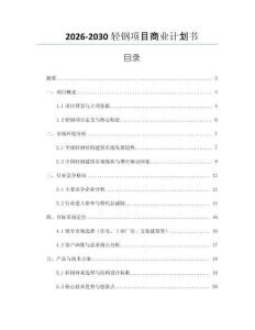 2026-2030轻钢项目商业计划书