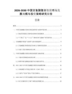 2026-2030中國甘氨酸螯合鐵鎂市場發(fā)展規(guī)模與投資策略研究報(bào)告