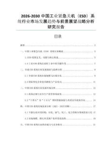 2026-2030中國工業緊急關機（ESD）系統行業市場發展趨勢與前景展望戰略分析研究報告