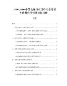 2026-2030中國電煤行業運行動態分析與前景應用領域規劃報告