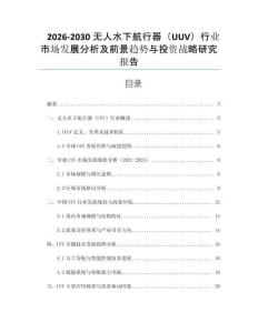 2026-2030無人水下航行器（UUV）行業(yè)市場發(fā)展分析及前景趨勢與投資戰(zhàn)略研究報告