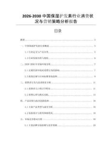 2026-2030中國保濕護(hù)發(fā)素行業(yè)消費(fèi)狀況與營銷策略分析報(bào)告