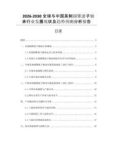 2026-2030全球與中國英制圓錐滾子軸承行業(yè)發(fā)展現(xiàn)狀及趨勢預(yù)測分析報(bào)告