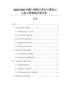 2026-2030中國車用防霧布行業(yè)需求動態(tài)及競爭格局分析報告
