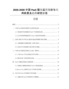 2026-2030中國PaaS服務運營現狀與應用前景及趨勢研究報告