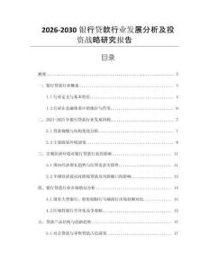 2026-2030銀行貸款行業(yè)發(fā)展分析及投資戰(zhàn)略研究報告