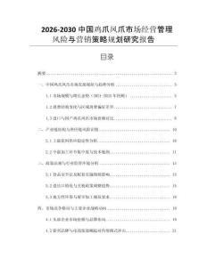 2026-2030中國雞爪鳳爪市場經營管理風險與營銷策略規劃研究報告